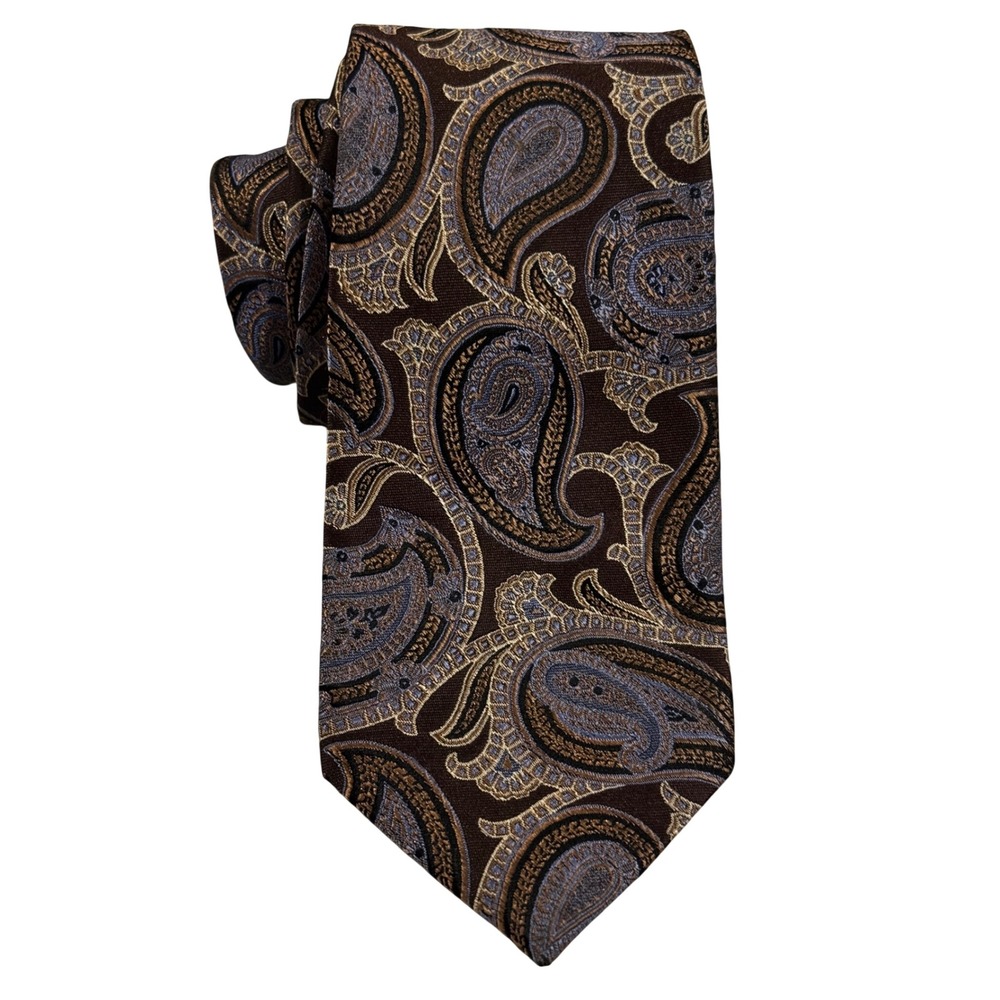 Jos. A. Bank Heritage Collection Brown Blue Paisley Woven Silk Men Tie
